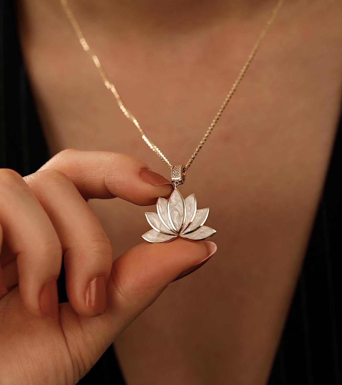 Sedefli Lotus Kolye Ucu