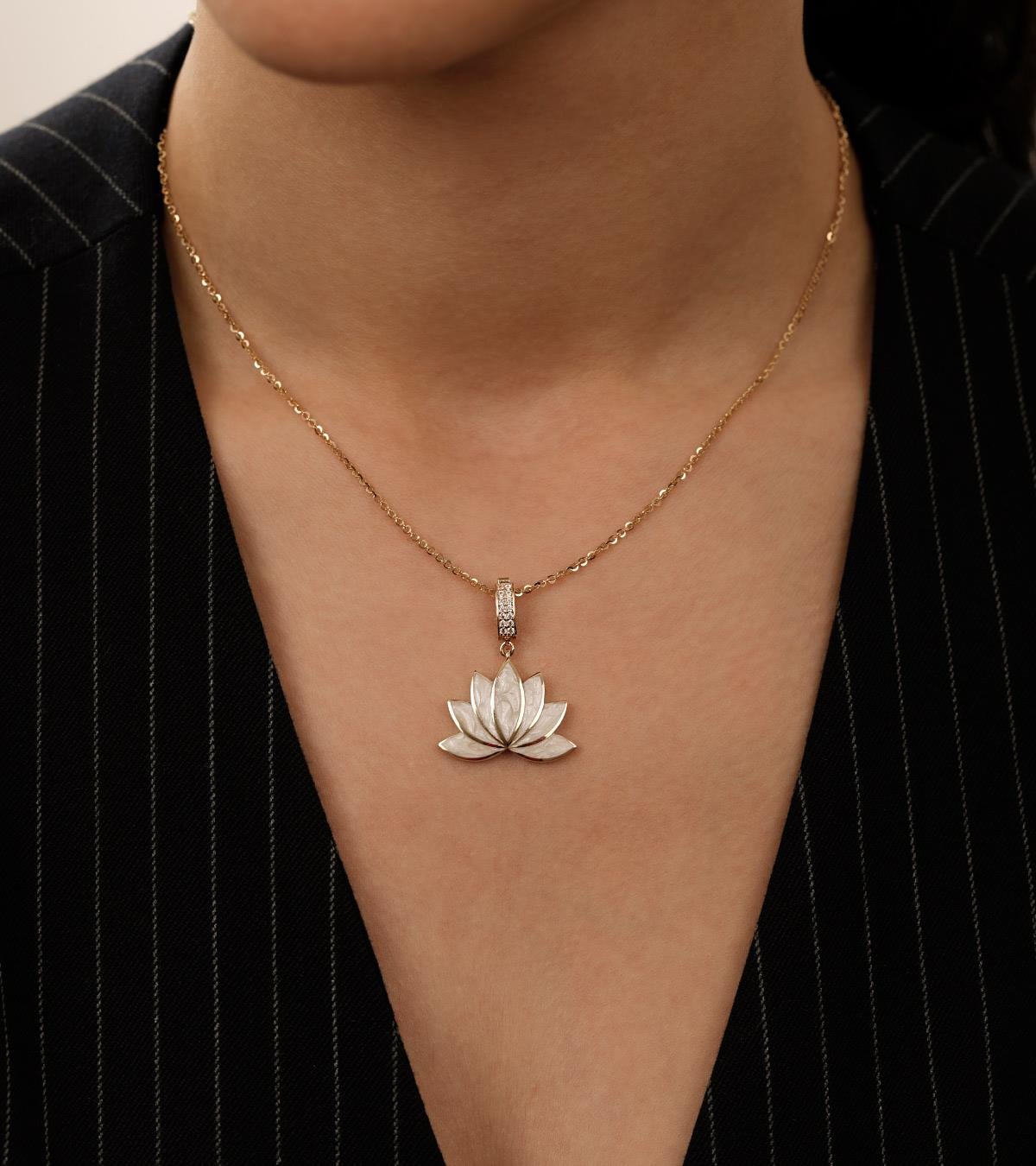 Sedefli Lotus Kolye Ucu