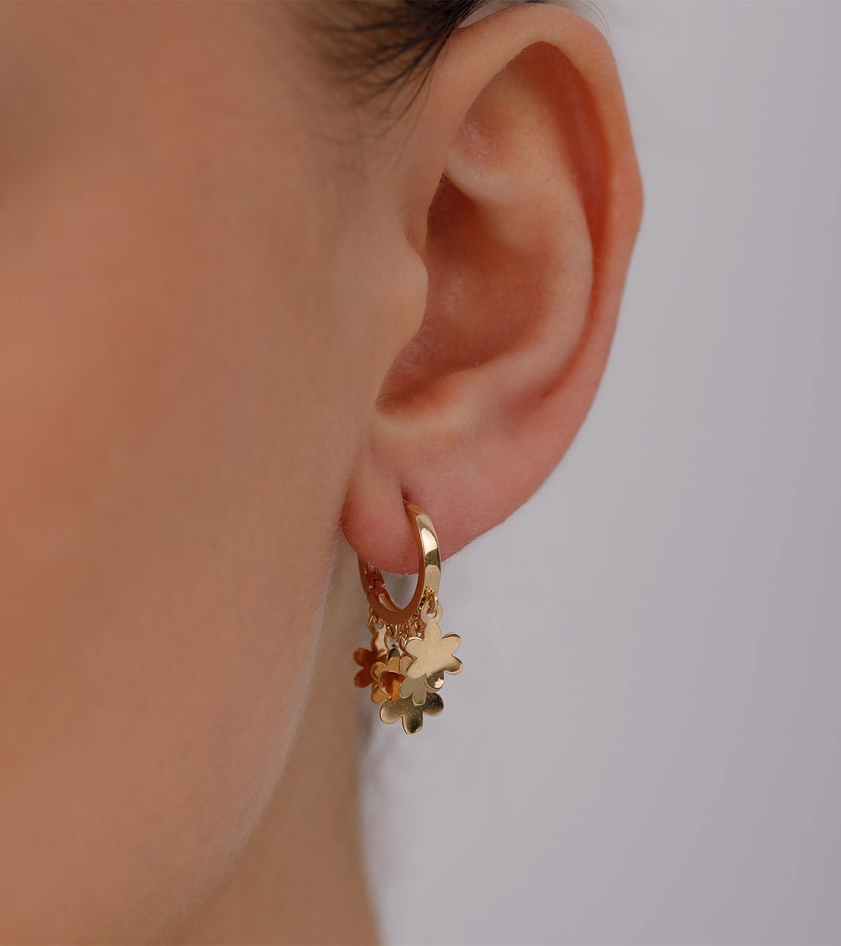 Çiçek Pullu Halka Küpe - Elis Kuyumculuk