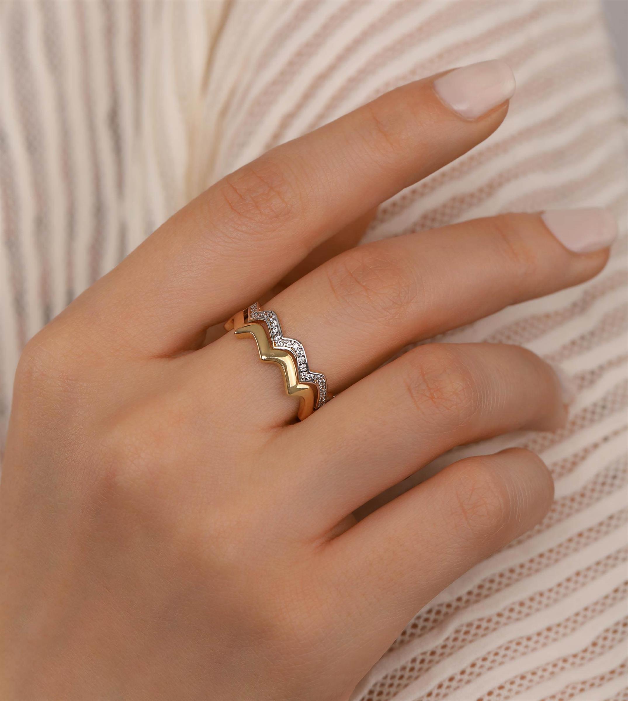 Çift Sıra Zikzak Yüzük