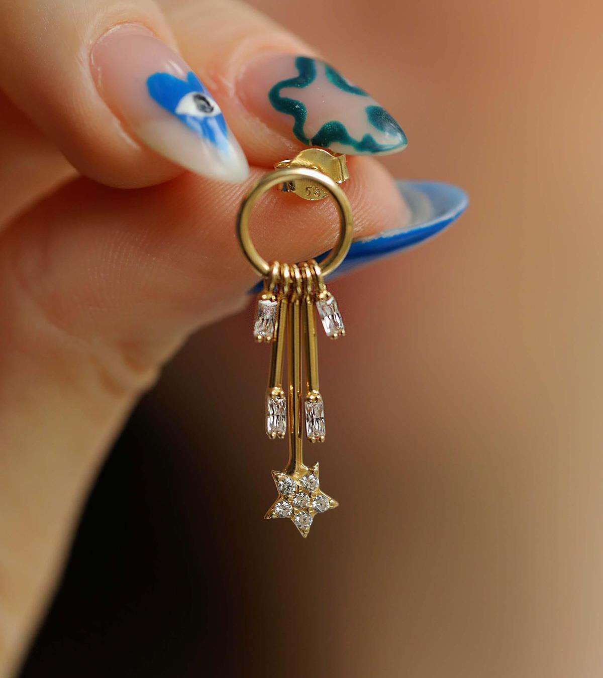 Çubuklu Halka Küpe