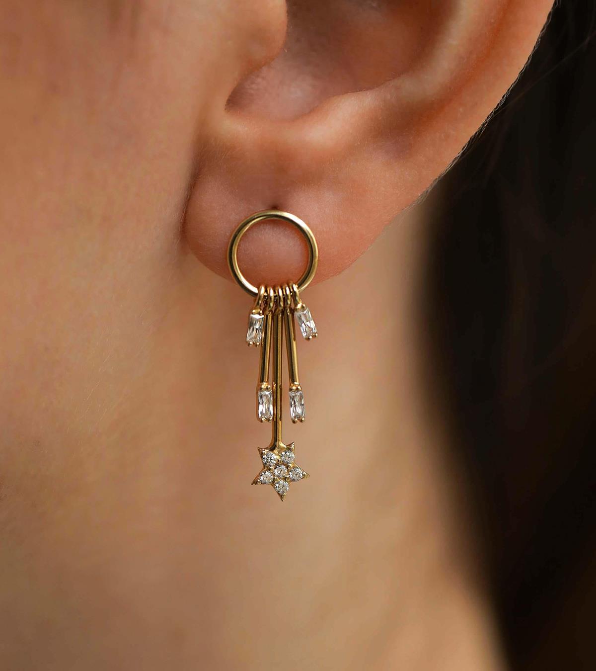 Çubuklu Halka Küpe