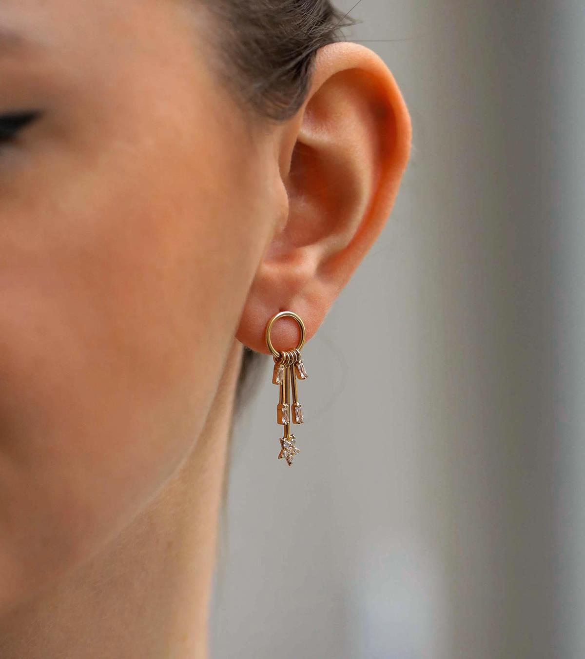 Çubuklu Halka Küpe