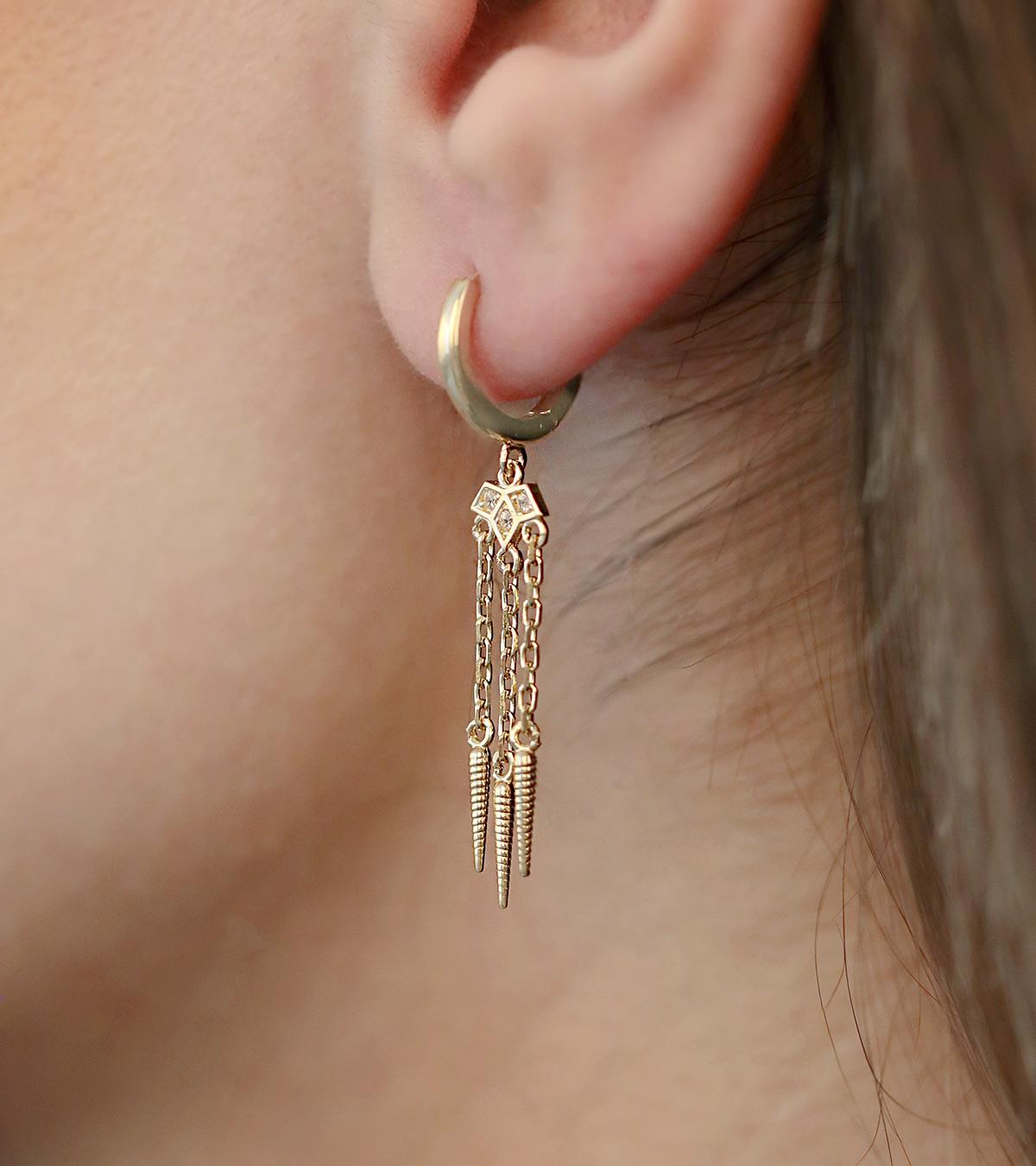 Çubuk Sallantılı Nilüfer Küpe