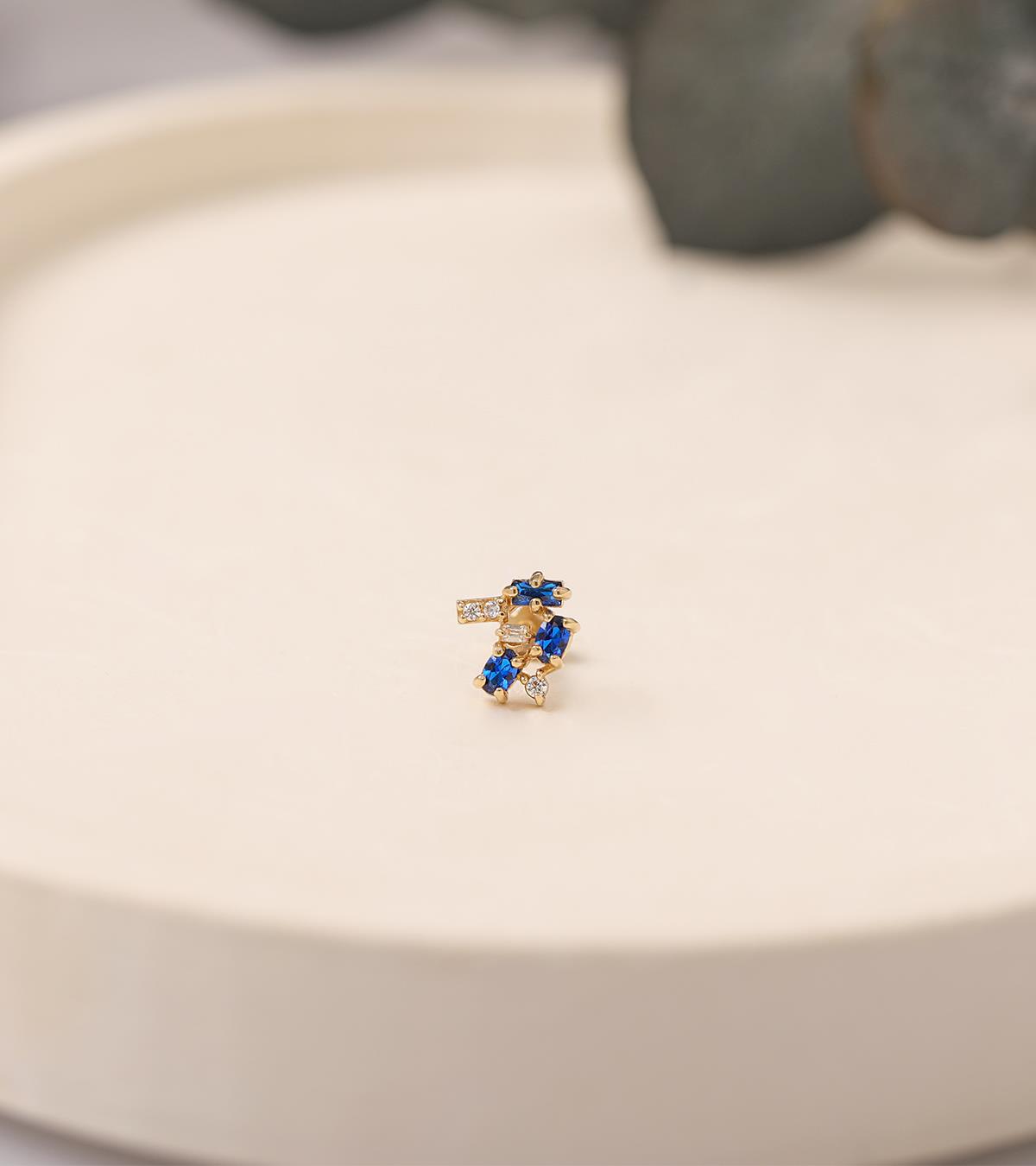 Lacivert Bagetli Piercing (Tragus)