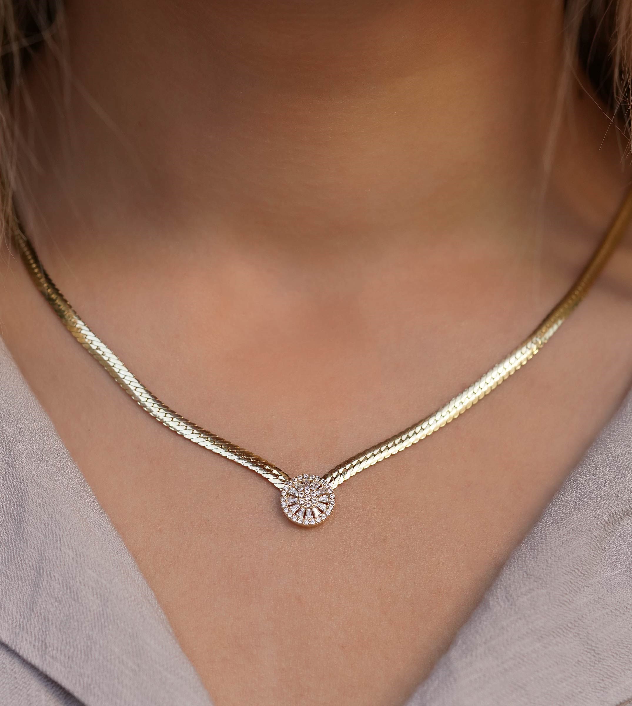 Taşlı Balık Sırtı Kolye 3mm