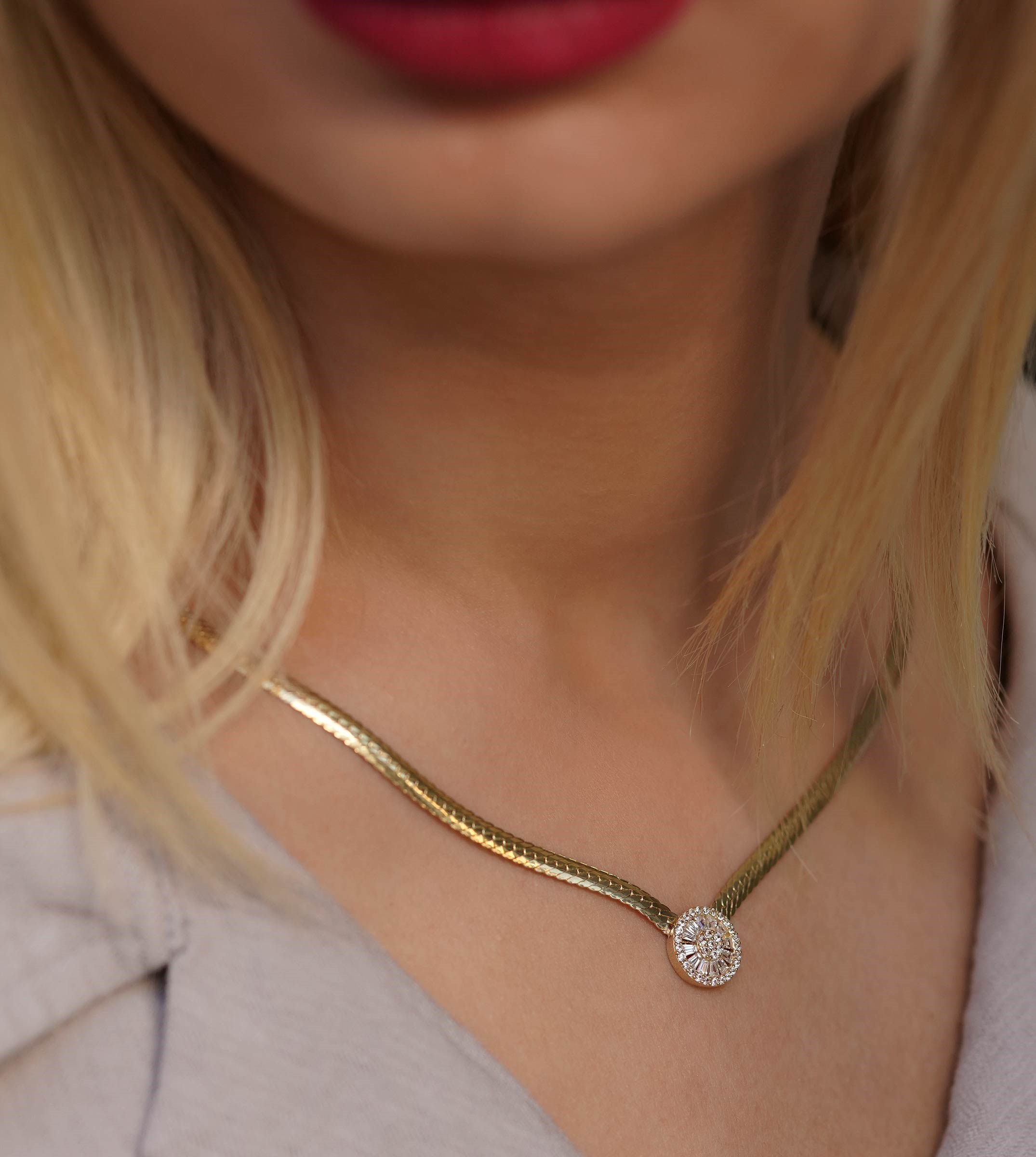 Taşlı Balık Sırtı Kolye 3mm