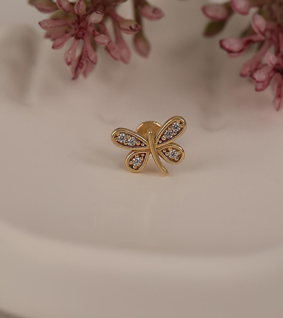 Taşlı Kelebek Piercing (Tragus)