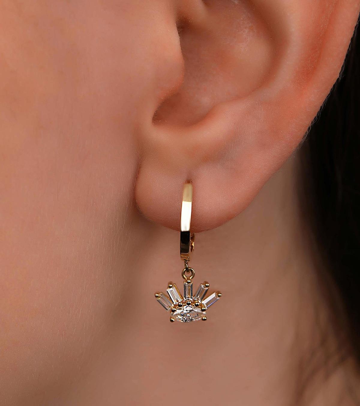 Taşlı Kirpik Küpe