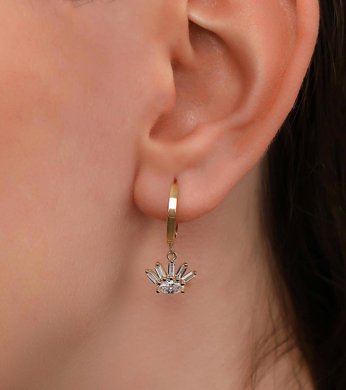 Taşlı Kirpik Küpe