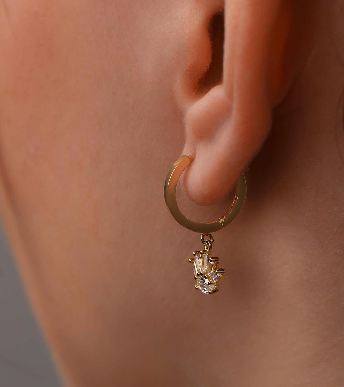 Taşlı Kirpik Küpe