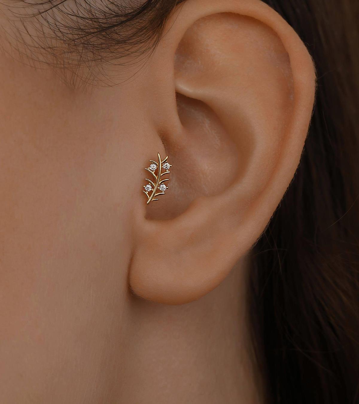 Taşlı Sarmaşık Piercing (Tragus)