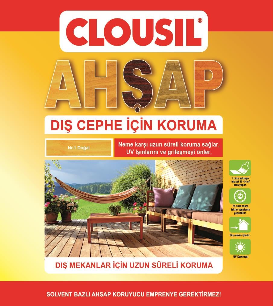 Solvent Bazlı Ahşap Koruyucular 2,5LtCLOU Nr:01 Naturel Slv Bazlı Ahşap Koruyu 2,5LT