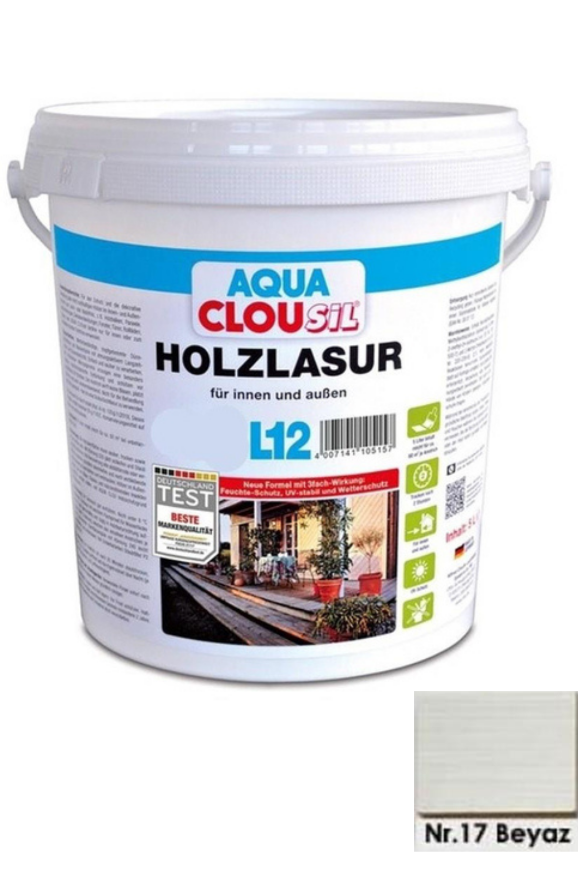 Su Bazlı Ahşap Koruyucular 20LtCLOU Nr:17 Beyaz Su Bazlı Ahşap Koruyucu 20Lt