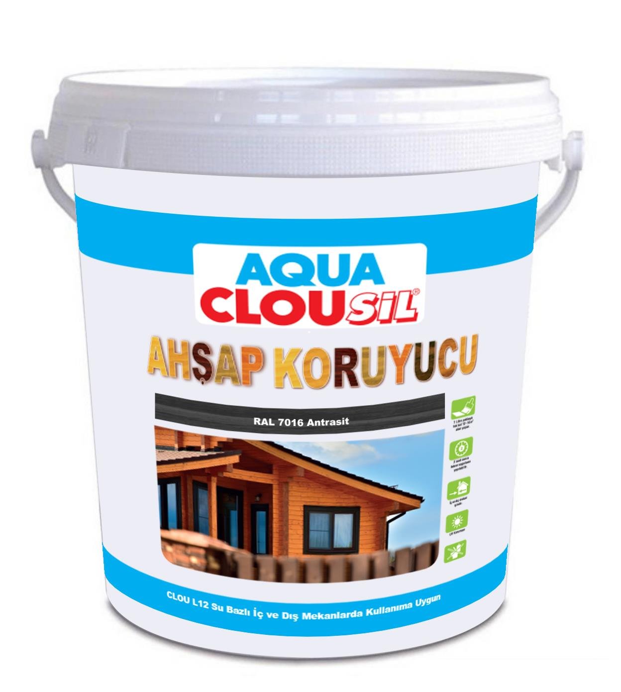 Su Bazlı Ahşap Koruyucular 20LtCLOU Ral 7016 Antrasit Su Bazlı Ahşap Kor. 2,5Lt