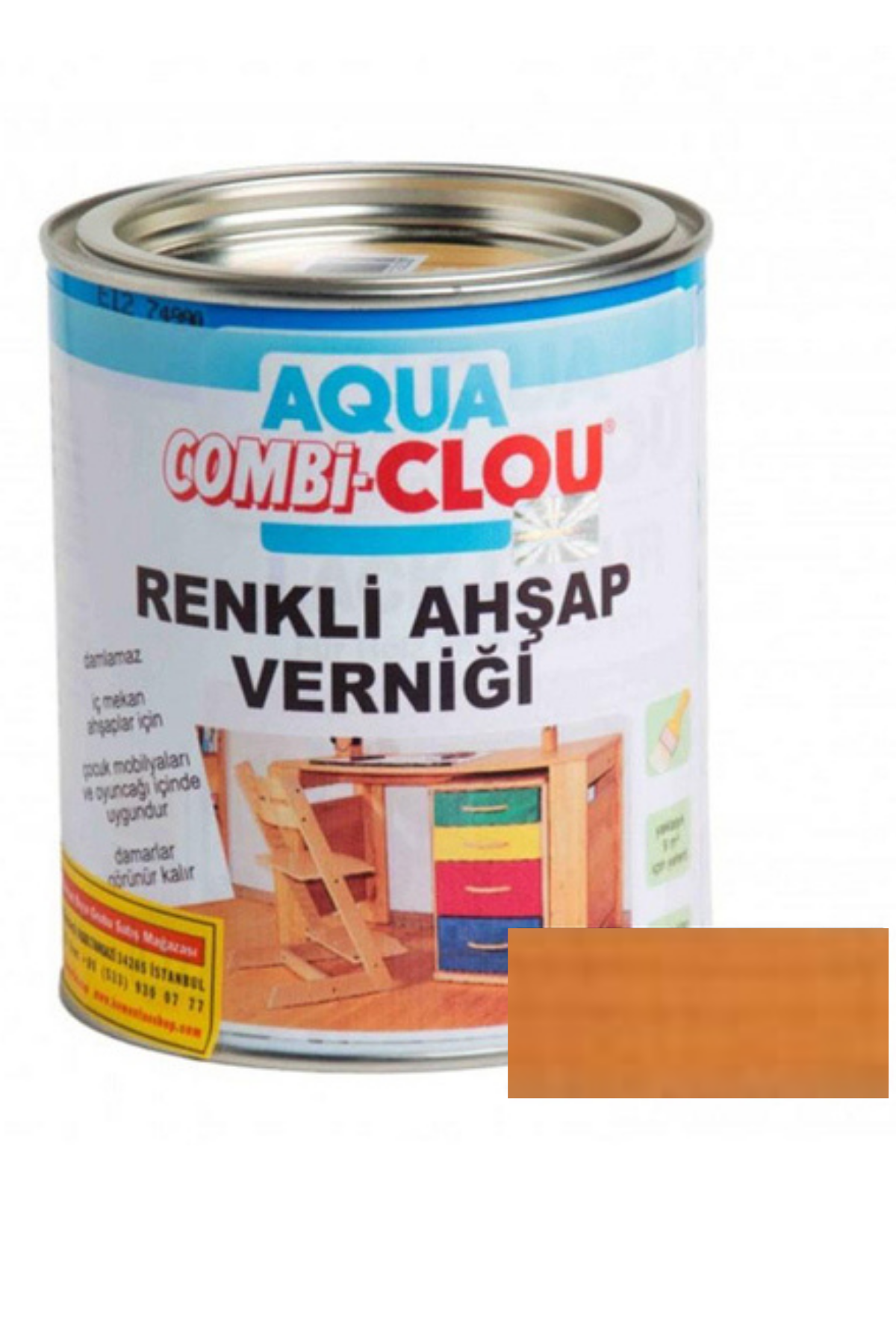Su Bazlı Vernikler 750mlL17 Nr:08 Sarı Çam Su Bazlı Renkli A. Verniği750ml