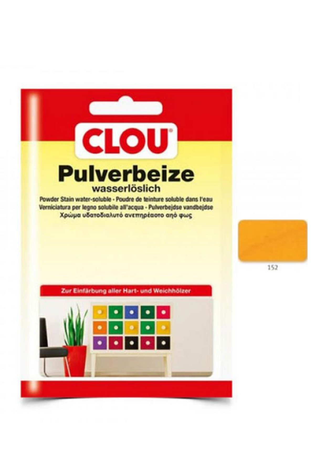 Suda Çözülen Oksit Toz Ahşap BoyasıCLOU Oksit Toz Boya Nr:152 Koyu Sarı R 5gr