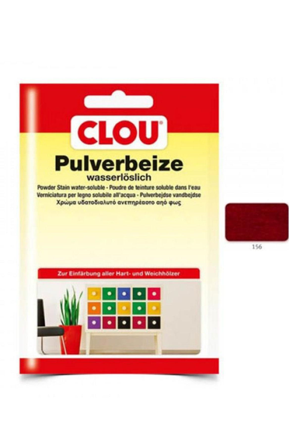 Suda Çözülen Oksit Toz Ahşap BoyasıCLOU Oksit Toz Boya Nr:156 Maun 12gr