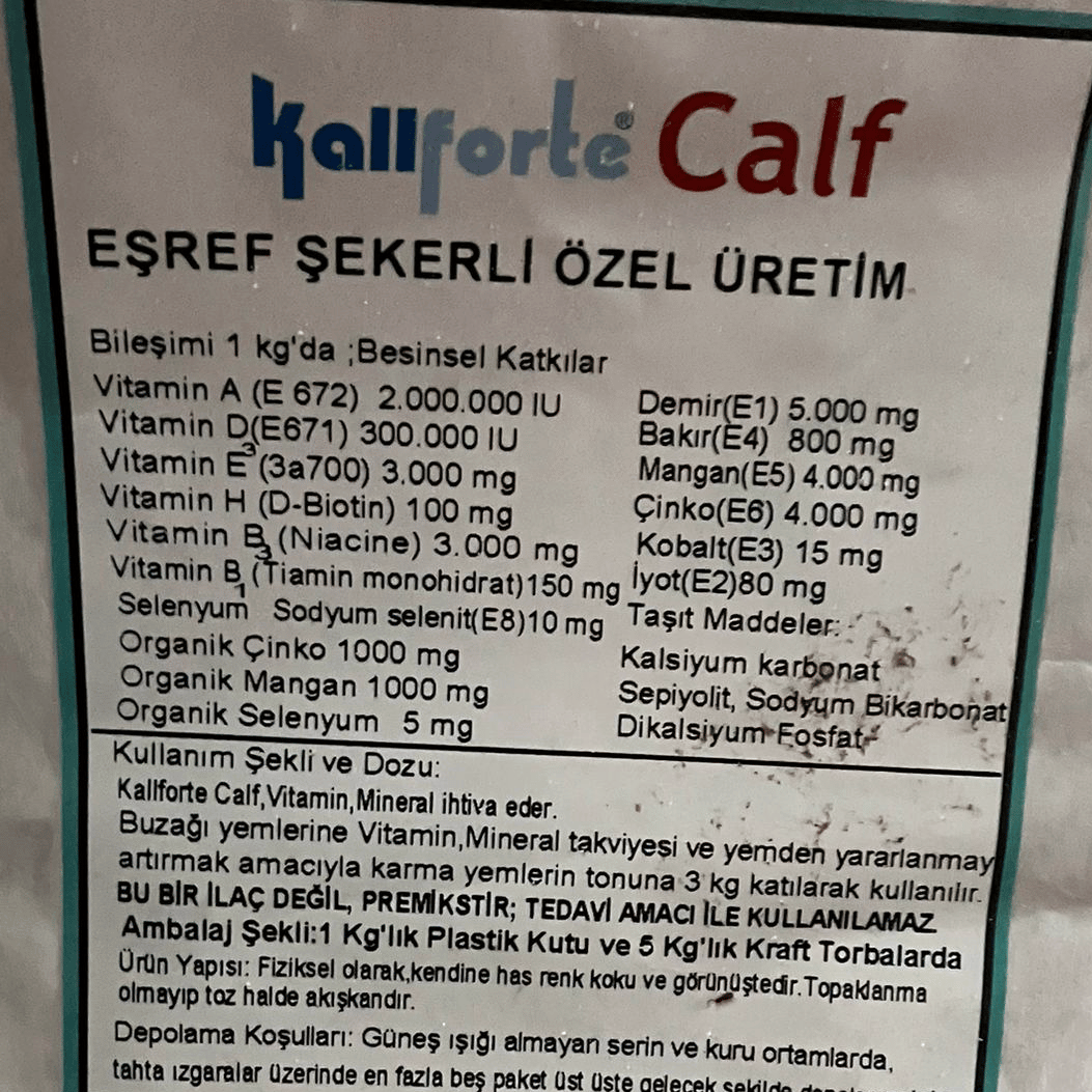 Buzağı Gelişim Düzenleyici Katkı Maddesi 5 Kg.