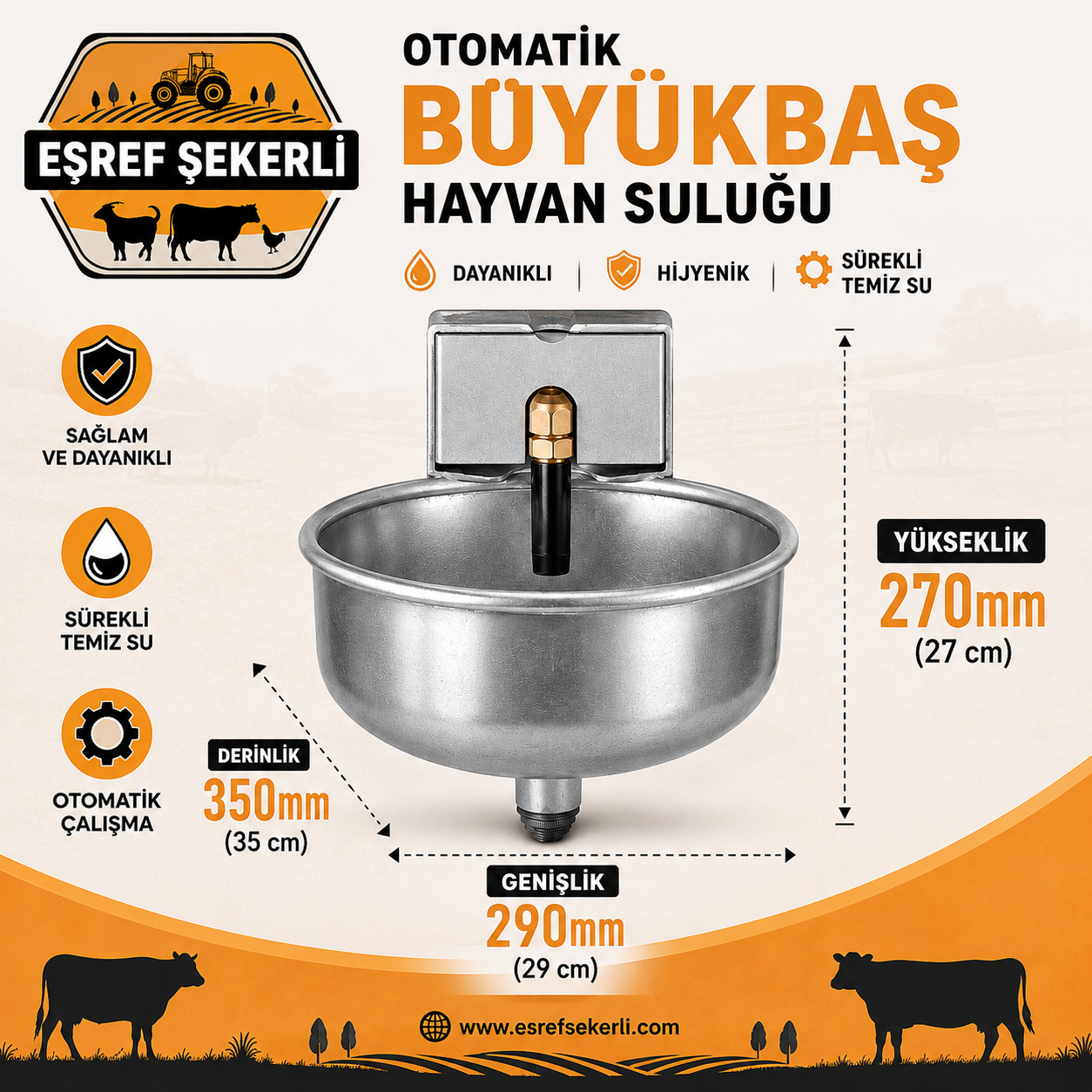 Otomatik Şamandıralı Büyükbaş Hayvan Suluğu