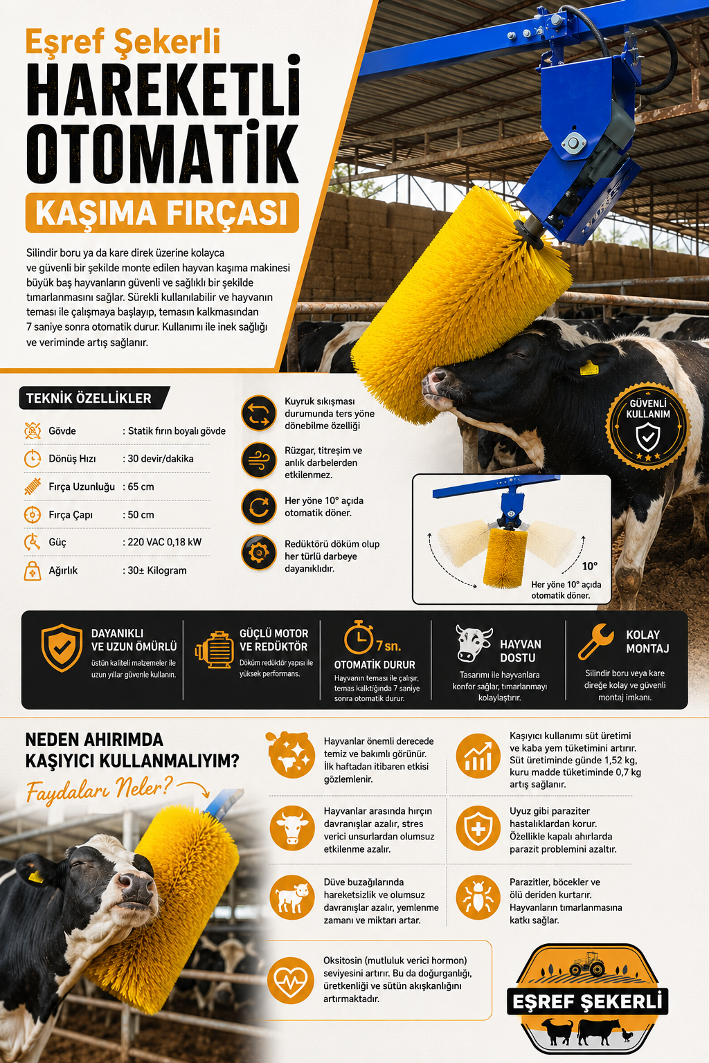 PARS Otomatik Hayvan Kaşıma Fırçası