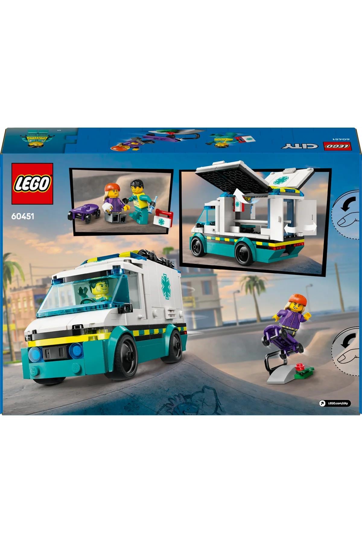 ® City Acil Yardım Ambulansı 60451 - Model Araç Seven 5+ Yaratıcı Oyuncak Yapım Seti (184P)-Lego