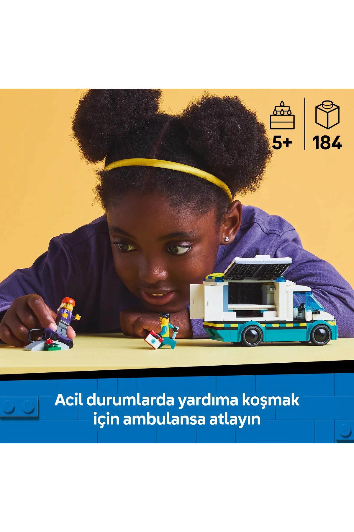 ® City Acil Yardım Ambulansı 60451 - Model Araç Seven 5+ Yaratıcı Oyuncak Yapım Seti (184P)-Lego