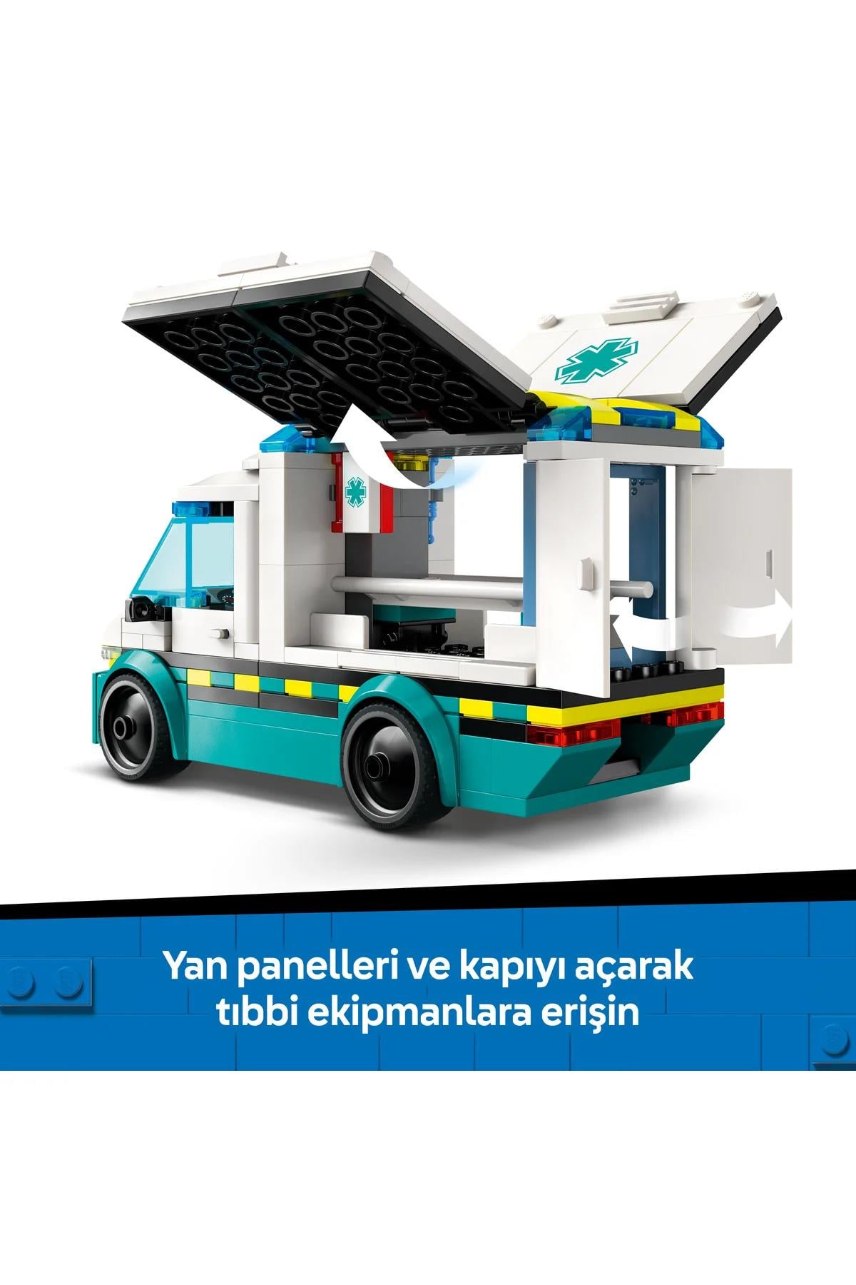 ® City Acil Yardım Ambulansı 60451 - Model Araç Seven 5+ Yaratıcı Oyuncak Yapım Seti (184P)-Lego