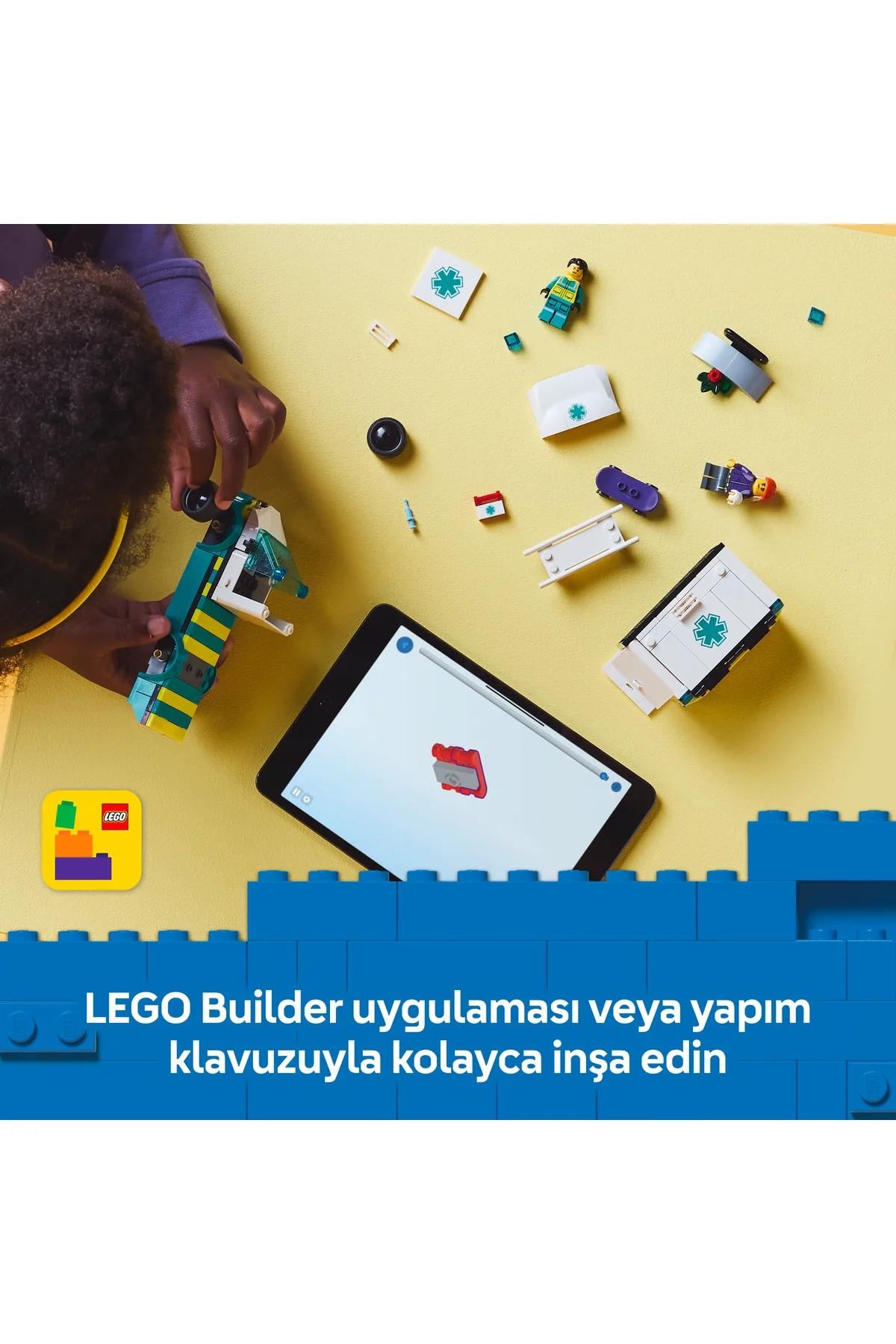 ® City Acil Yardım Ambulansı 60451 - Model Araç Seven 5+ Yaratıcı Oyuncak Yapım Seti (184P)-Lego