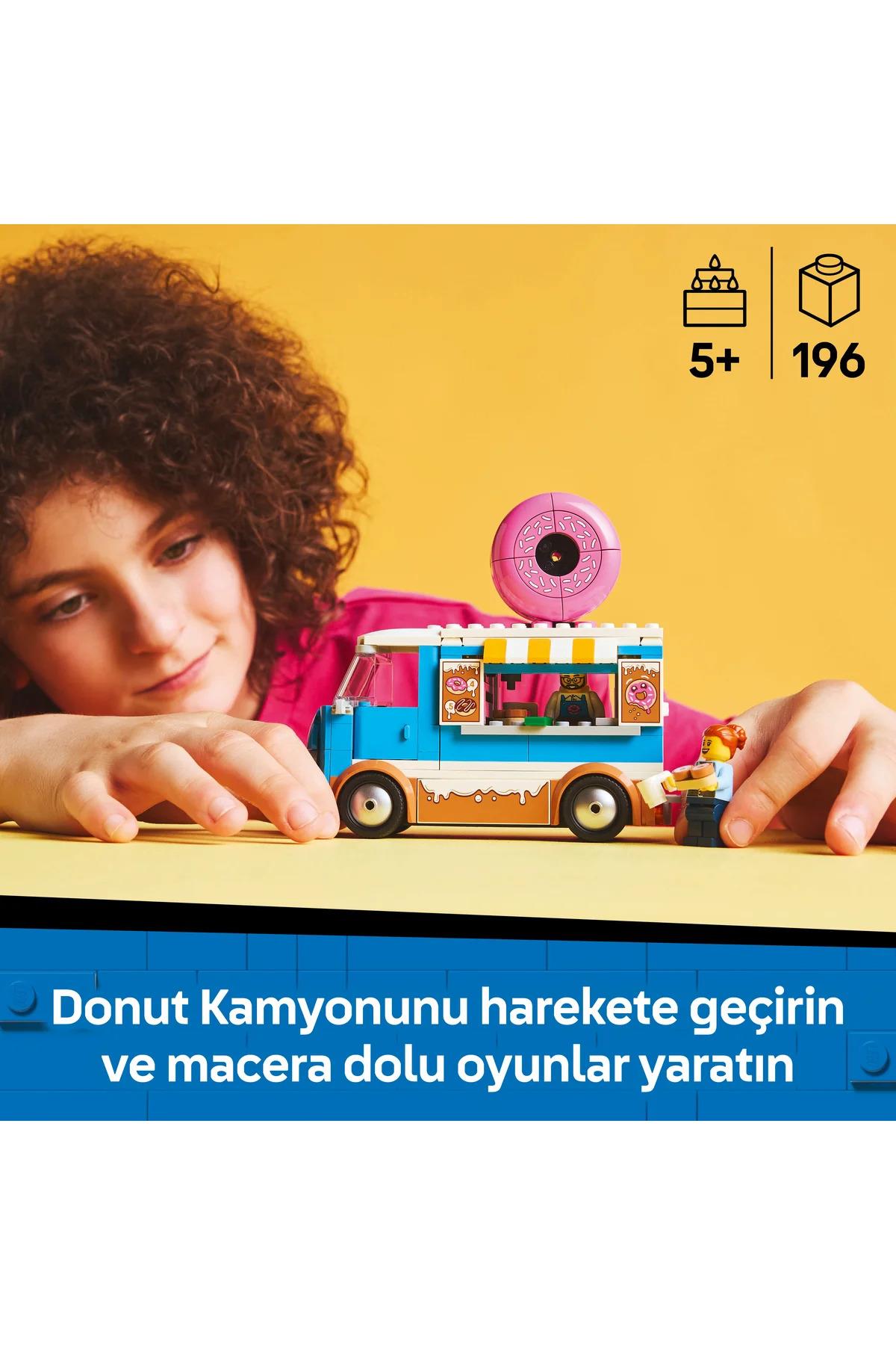 ® City Donut Kamyonu 60452 - 5+ Çocuklar için Yaratıcı Oyuncak Yapım Seti (196P)-Lego