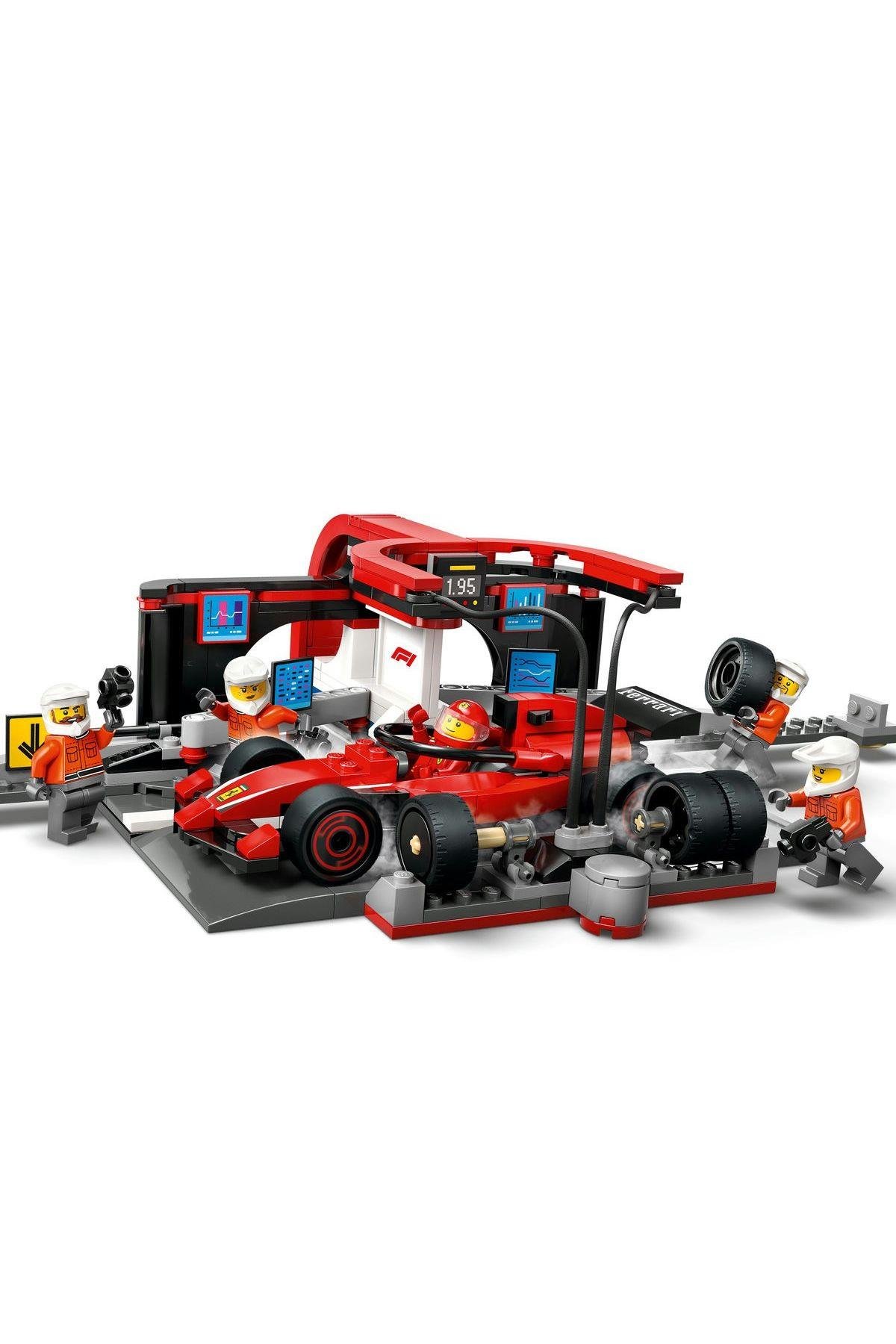 ® City Ferrari Arabalı F1® Pit Stop ve Pit Ekibi 60443 -6 Yaş ve Üzeri Oyuncak Yapım Seti (322P)-Lego