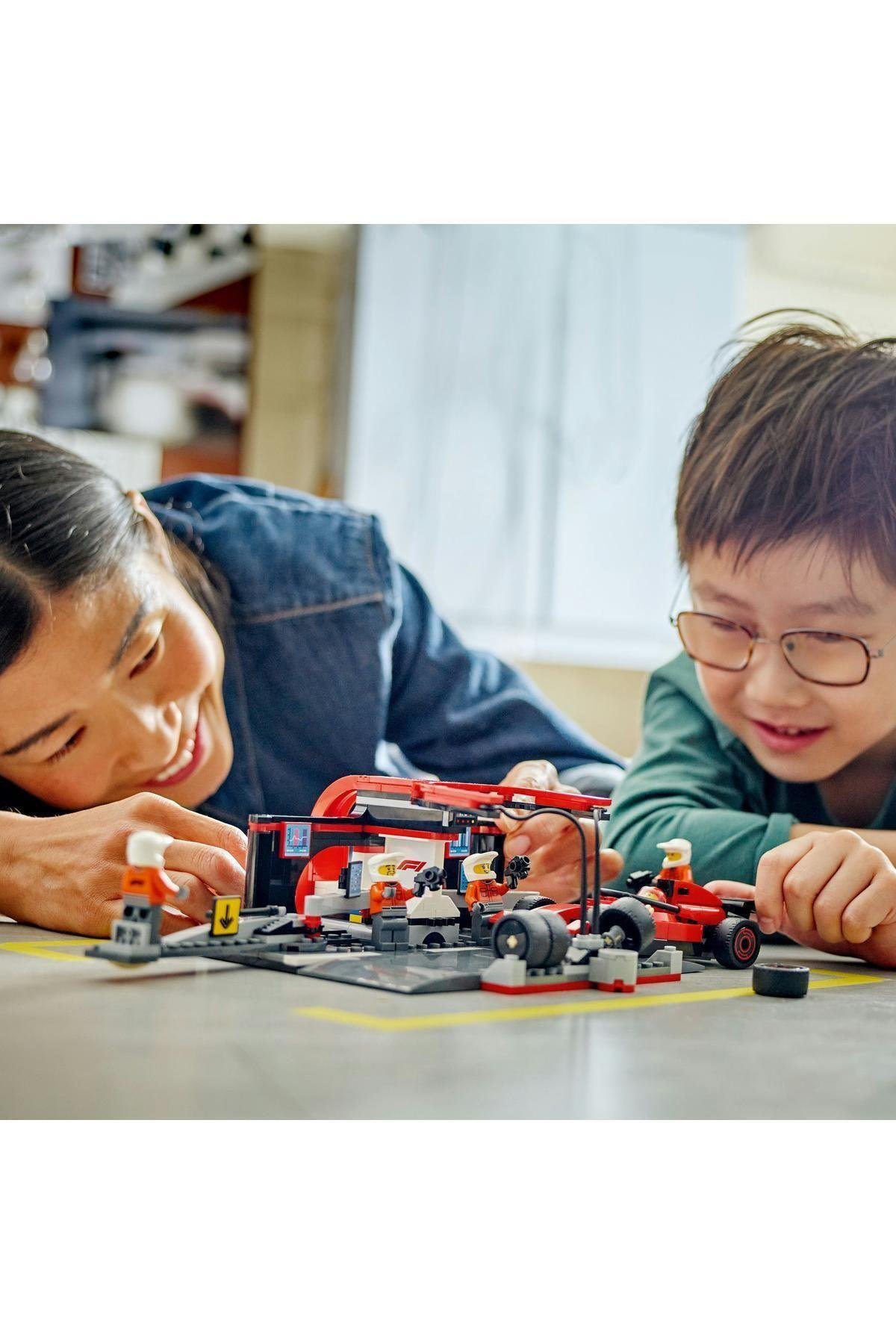 ® City Ferrari Arabalı F1® Pit Stop ve Pit Ekibi 60443 -6 Yaş ve Üzeri Oyuncak Yapım Seti (322P)-Lego