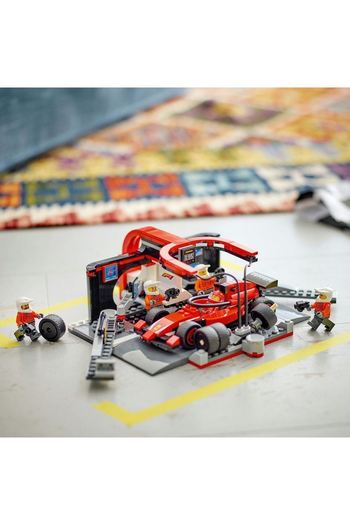 ® City Ferrari Arabalı F1® Pit Stop ve Pit Ekibi 60443 -6 Yaş ve Üzeri Oyuncak Yapım Seti (322P)-Lego