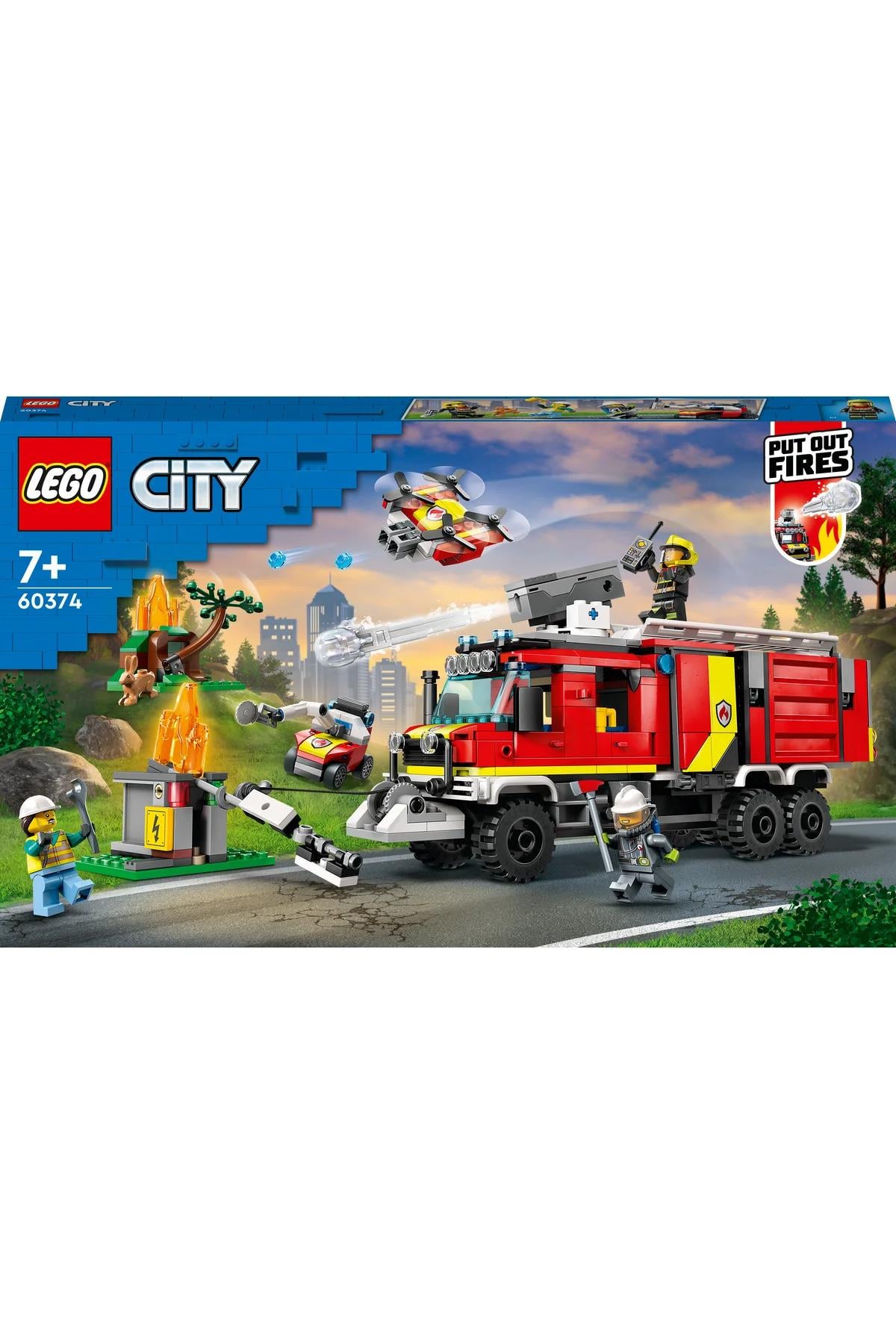 ® City İtfaiye Komuta Kamyonu 60374 - 7+ Yaratıcı Oyuncak Yapım Seti (502P)-Lego