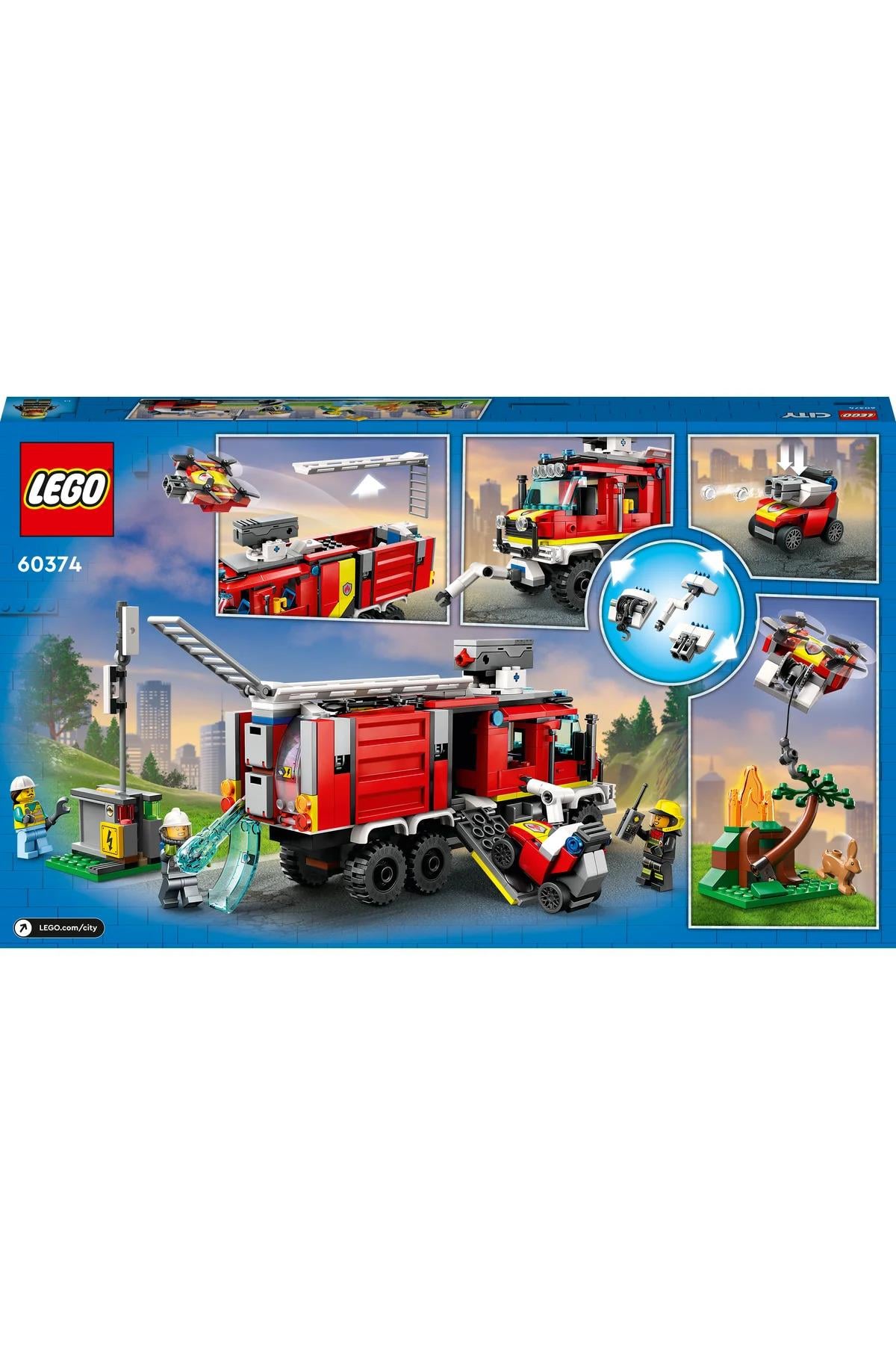 ® City İtfaiye Komuta Kamyonu 60374 - 7+ Yaratıcı Oyuncak Yapım Seti (502P)-Lego