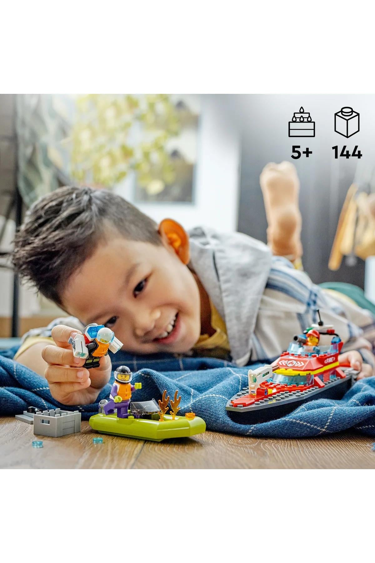 ® City İtfaiye Kurtarma Teknesi 60373 - 5+ Çocuklar için Oyuncak Yapım Seti (144P)-Lego