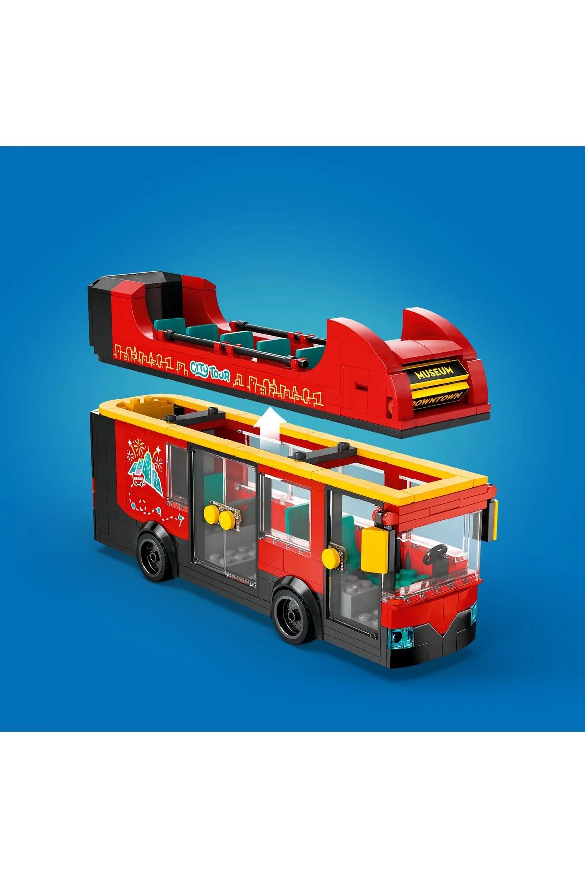 ® City Kırmızı İki Katlı Gezi Otobüsü 60407 - 7+ Çocuklar için Yaratıcı Oyuncak Yapım Seti (384 P)-Lego