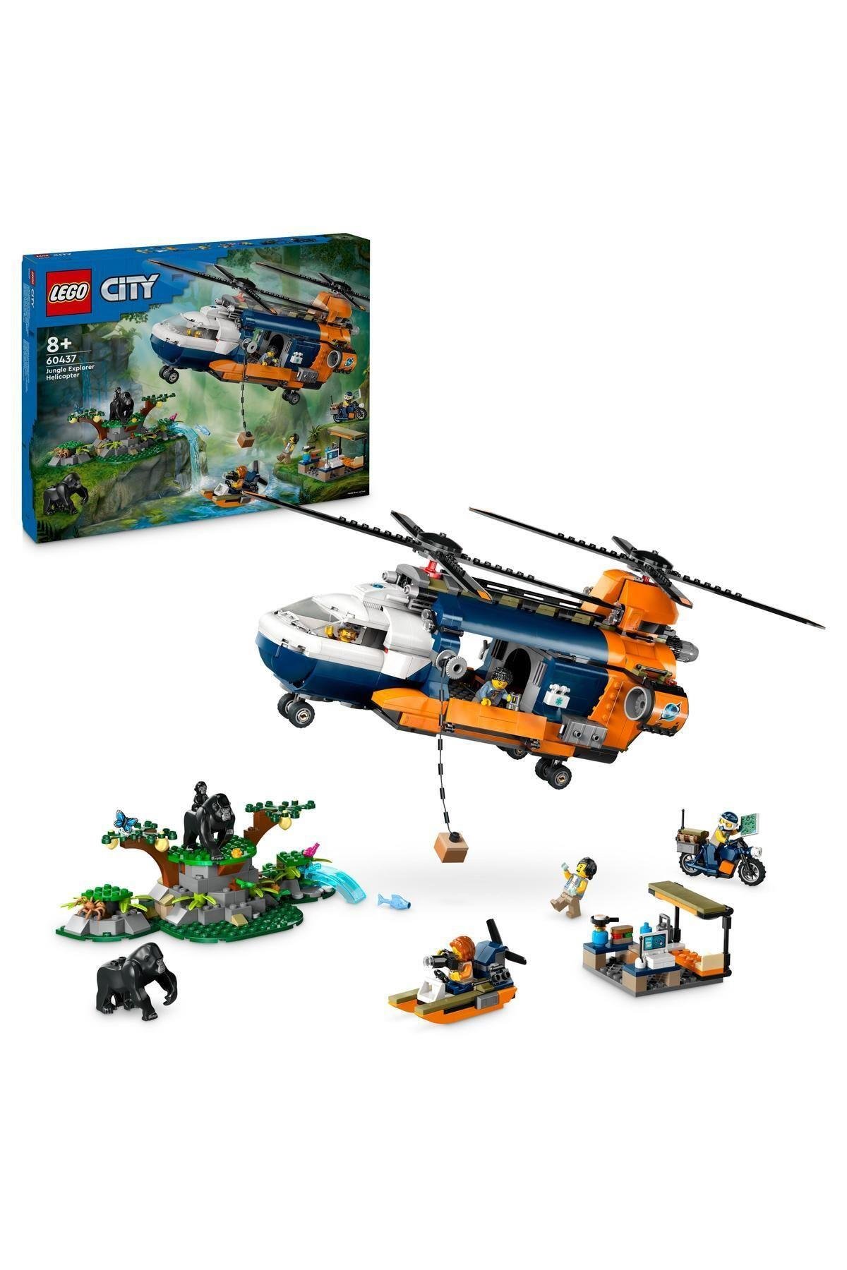 ® City Orman Kaşifinin Helikopteri Kamp Yerinde 60437 - 8 Yaş ve Üzeri Yapım Seti (881 Parça)-Lego