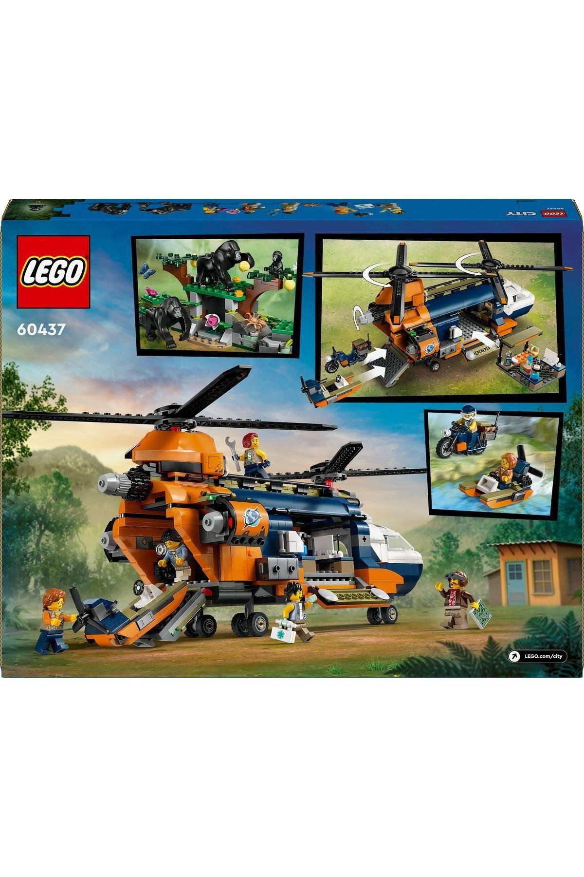 ® City Orman Kaşifinin Helikopteri Kamp Yerinde 60437 - 8 Yaş ve Üzeri Yapım Seti (881 Parça)-Lego