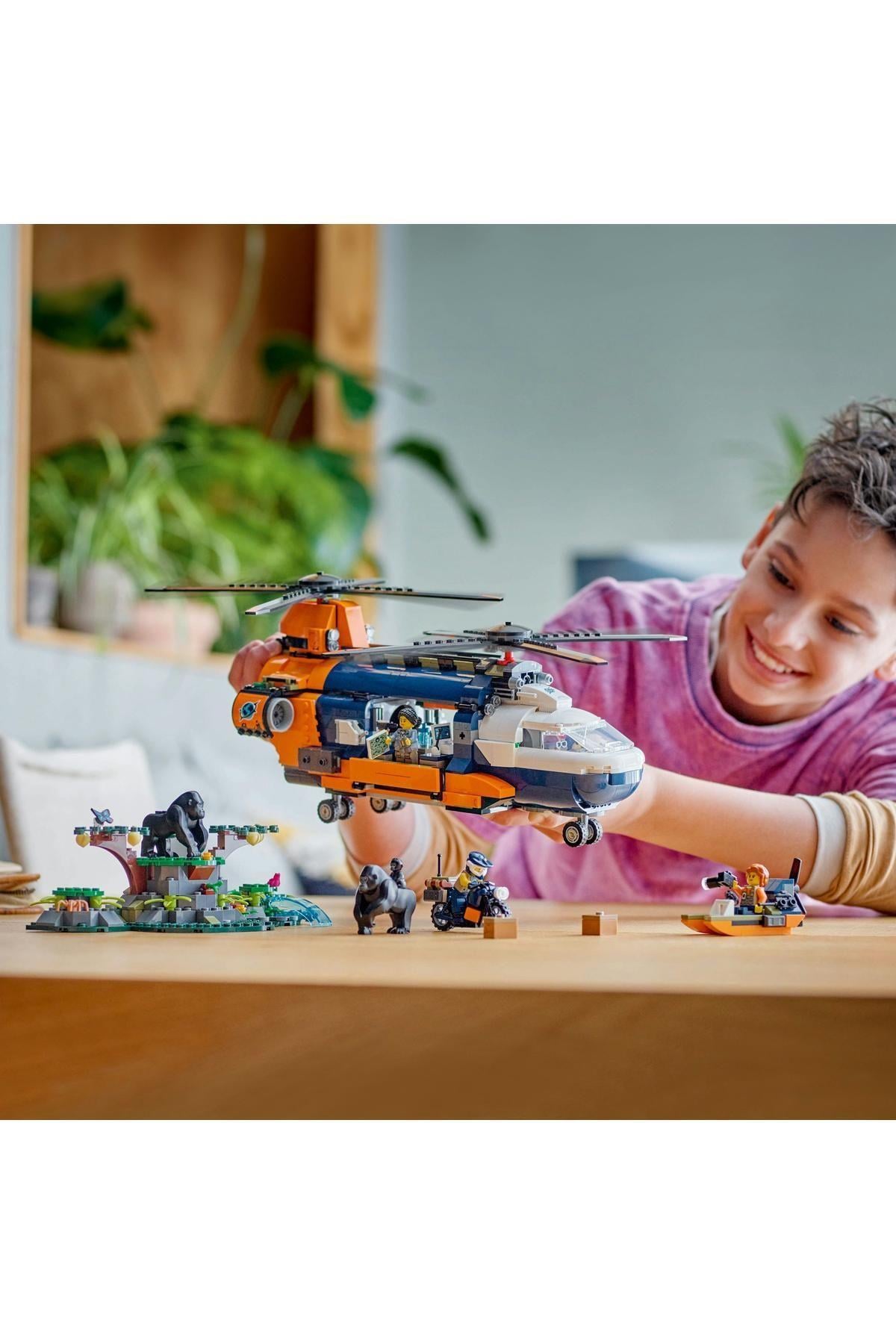 ® City Orman Kaşifinin Helikopteri Kamp Yerinde 60437 - 8 Yaş ve Üzeri Yapım Seti (881 Parça)-Lego