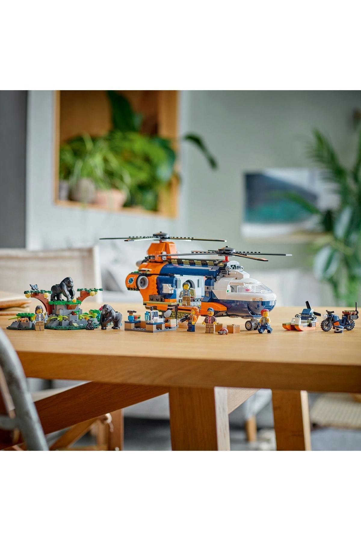 ® City Orman Kaşifinin Helikopteri Kamp Yerinde 60437 - 8 Yaş ve Üzeri Yapım Seti (881 Parça)-Lego
