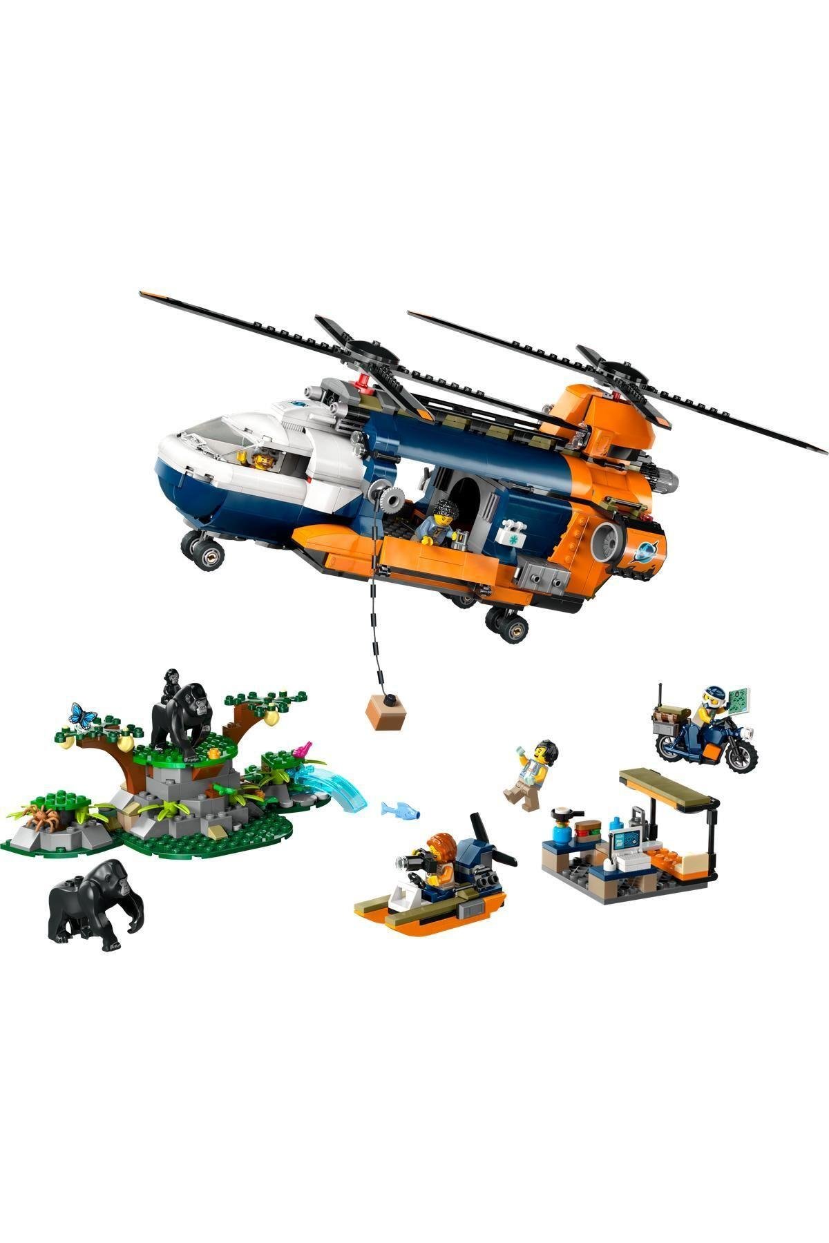 ® City Orman Kaşifinin Helikopteri Kamp Yerinde 60437 - 8 Yaş ve Üzeri Yapım Seti (881 Parça)-Lego