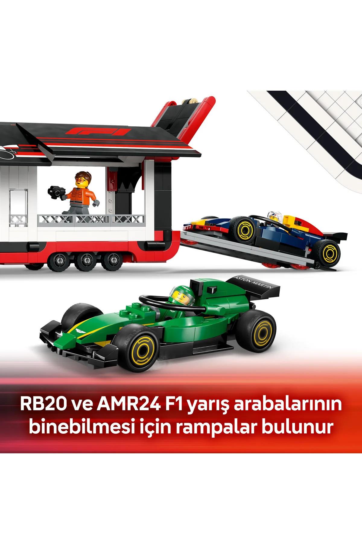 ® City RB20 ve AMR24 F1® Arabalı F1® Kamyonu 60445 - 8+ Yaratıcı Oyuncak Yapım Seti (1086)-Lego