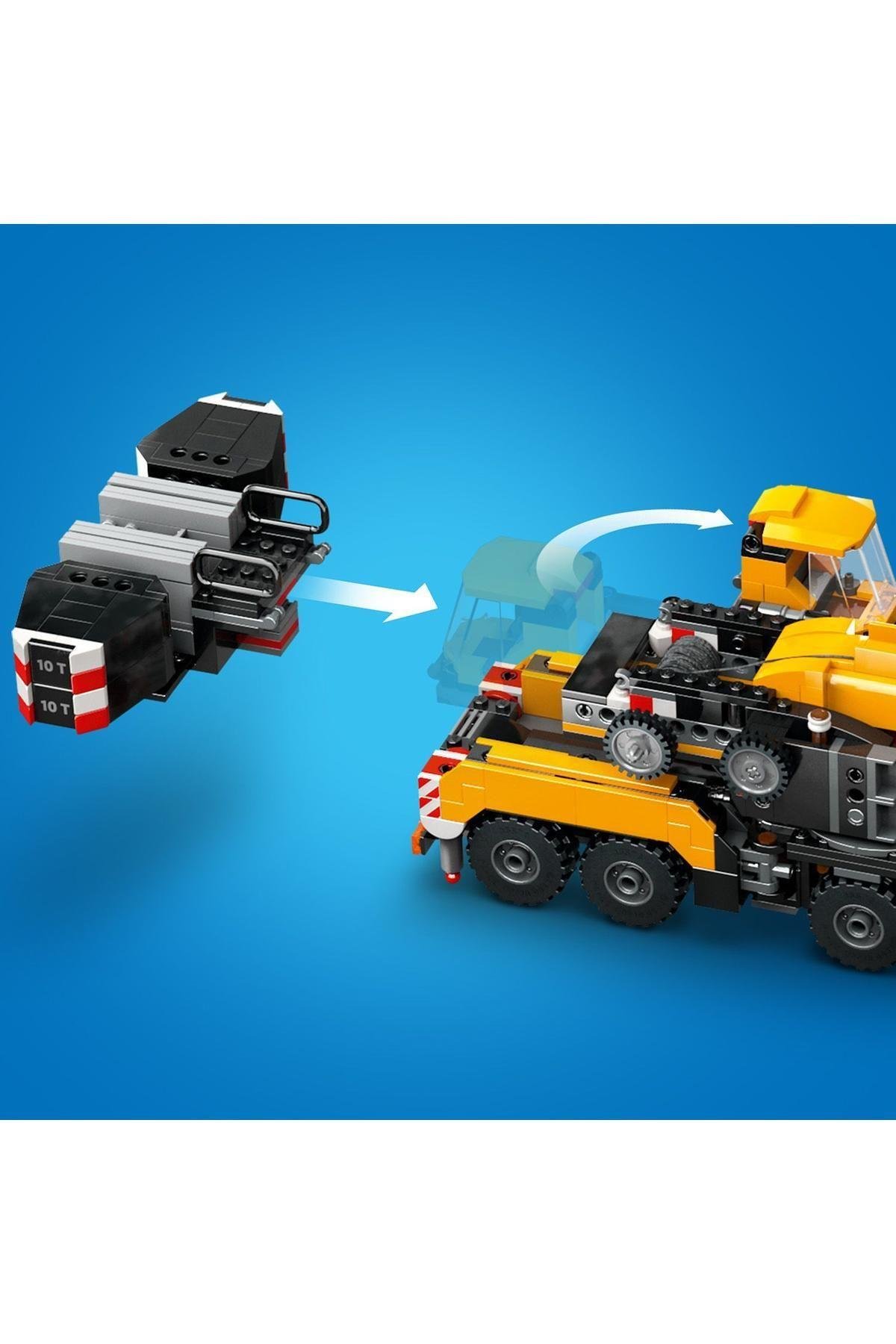 ® City Sarı Mobil İnşaat Vinci 60409 - 9 Yaş ve Üzeri Yapım Seti (1116 Parça)-Lego