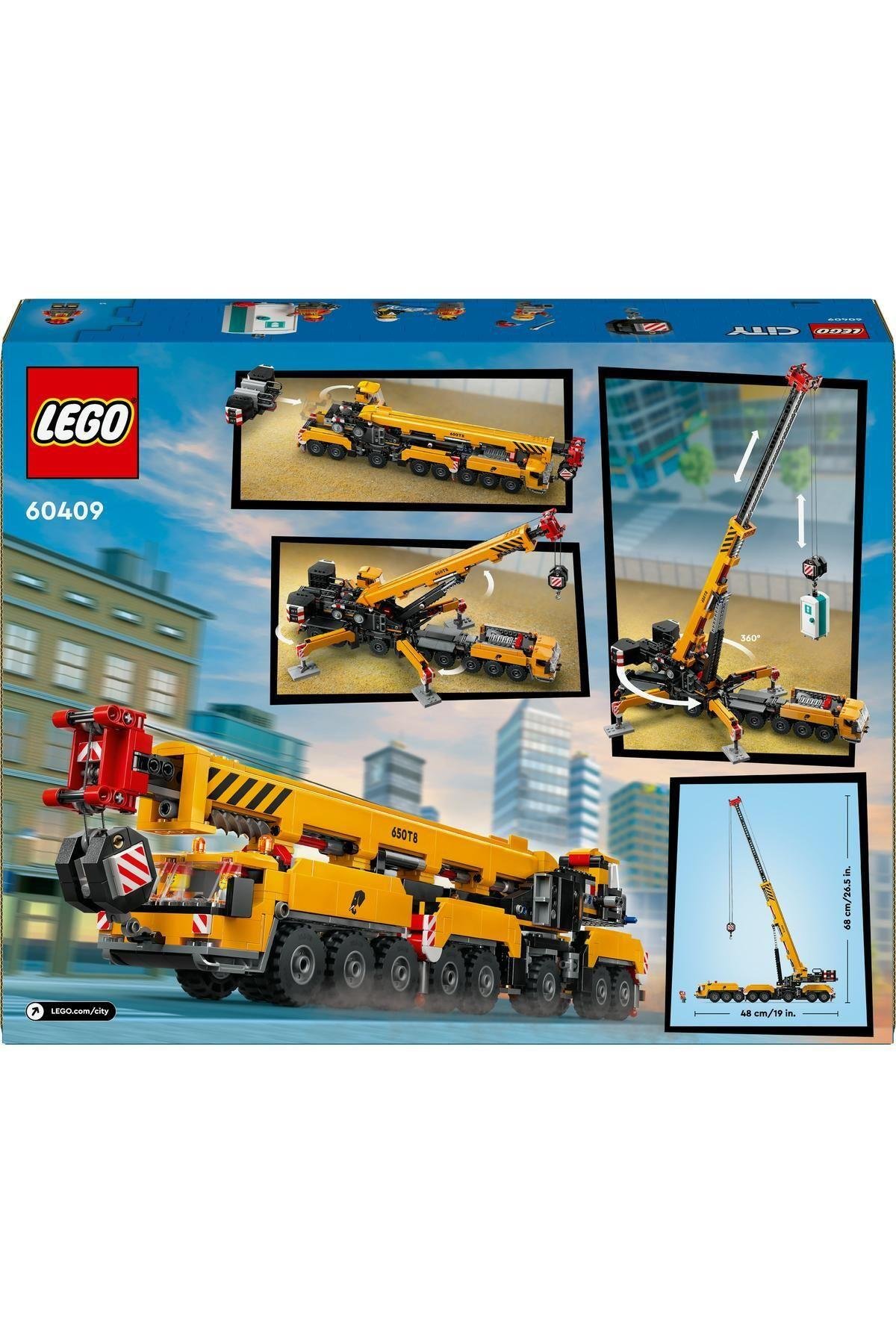 ® City Sarı Mobil İnşaat Vinci 60409 - 9 Yaş ve Üzeri Yapım Seti (1116 Parça)-Lego