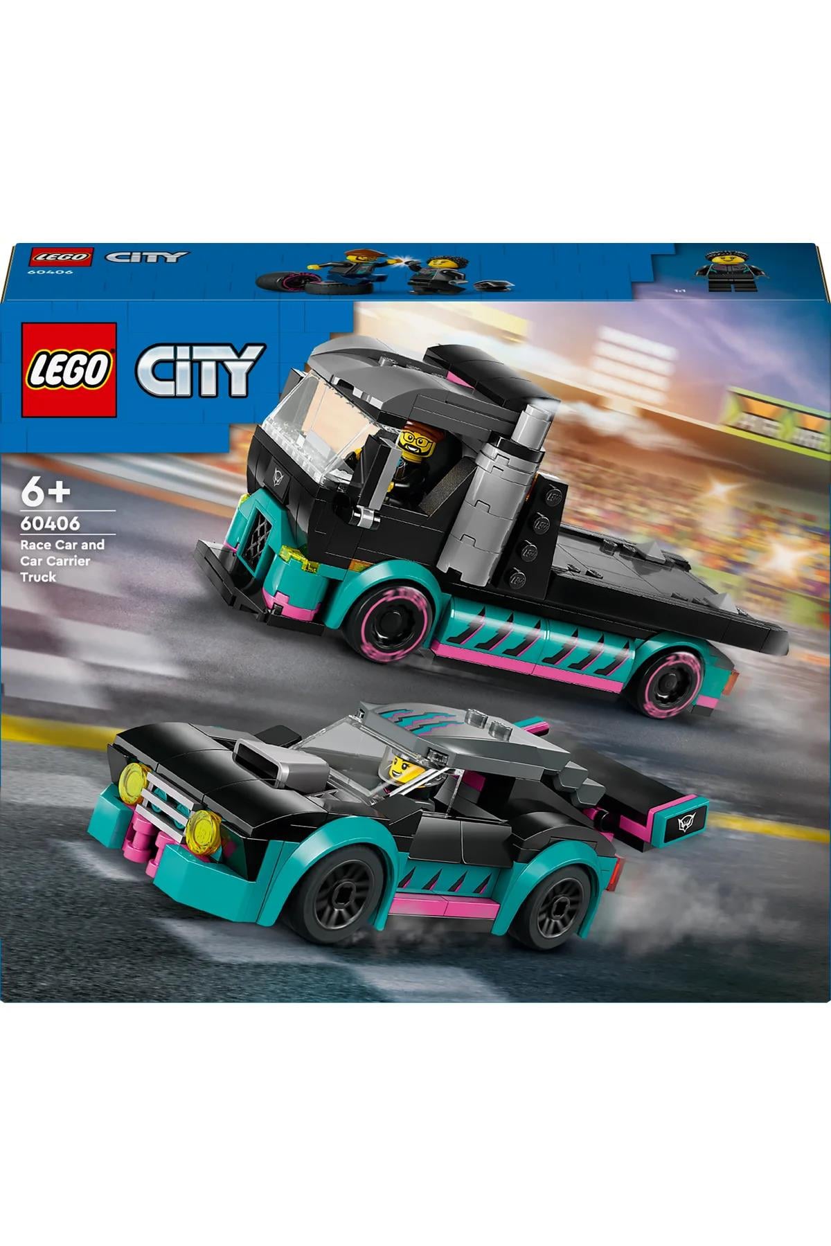 ® City Yarış Arabası ve Araba Taşıyıcı Kamyon 60406 - 6+ Yaratıcı Oyuncak Yapım Seti (328P)-Lego