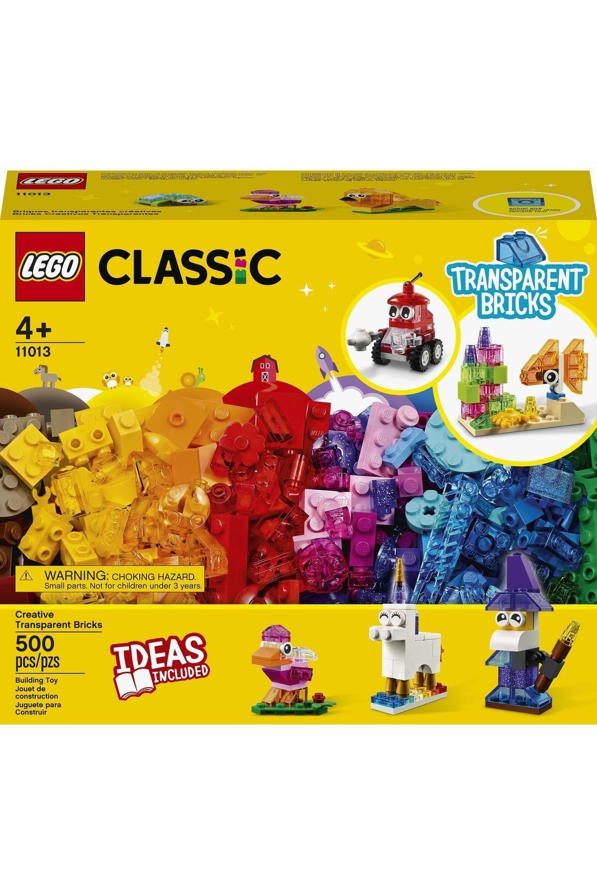 ® Classic Yaratıcı Şeffaf Yapım Parçaları 11013 - Çocuklar İçin Yaratıcı Yapım Seti (500 Parça)-Lego