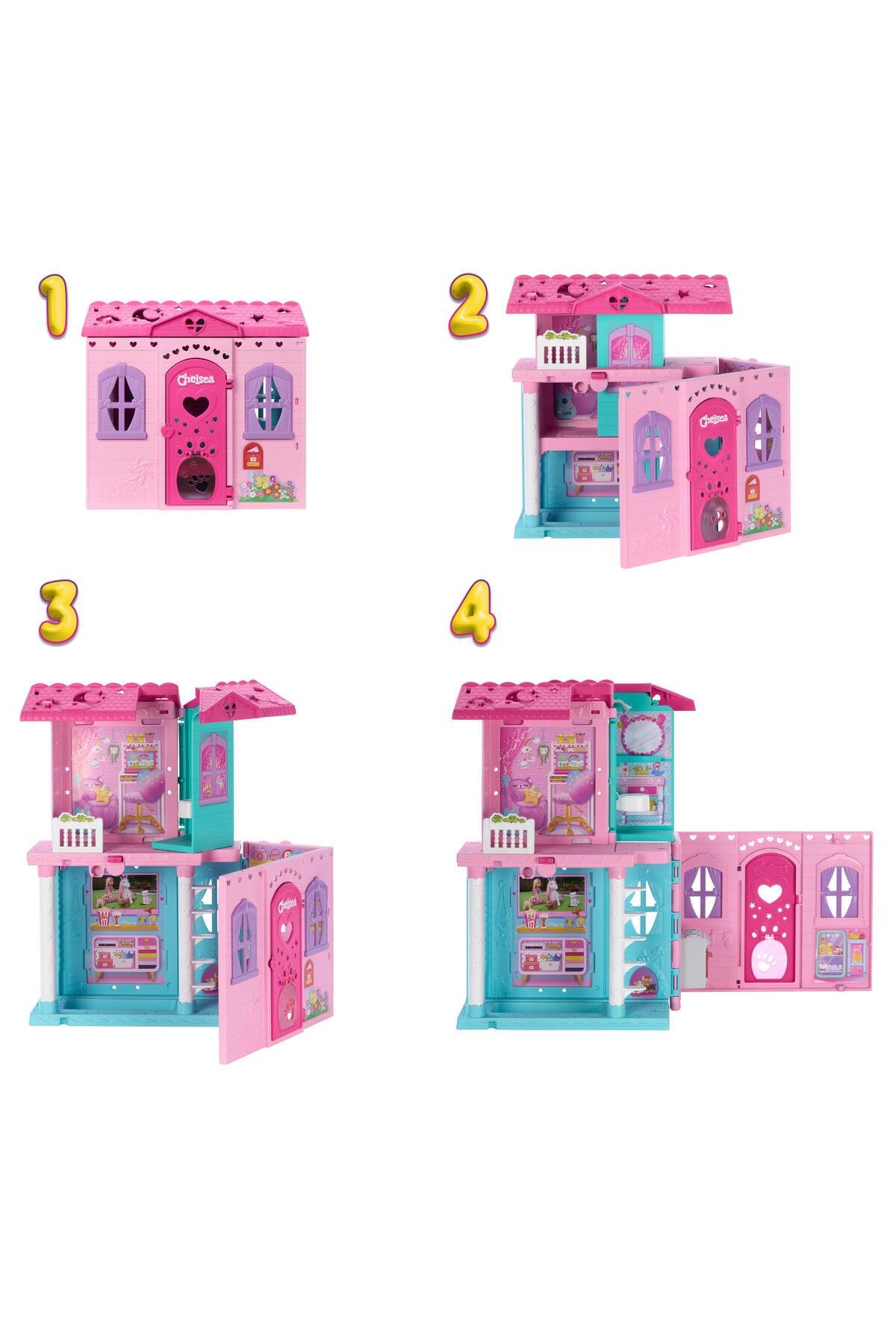 ® Club Chelsea™ Açılır Ev, Bebek ve 15'ten fazla aksesuar içerir JFW49-Kız Rol Oyuncakları