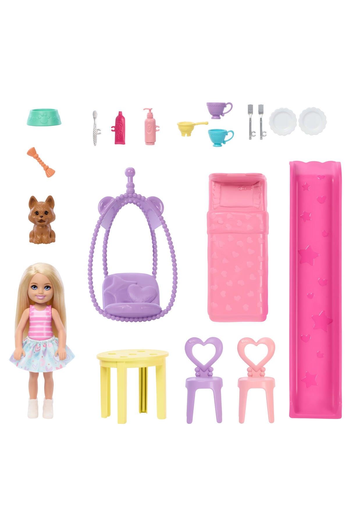 ® Club Chelsea™ Açılır Ev, Bebek ve 15'ten fazla aksesuar içerir JFW49-Kız Rol Oyuncakları