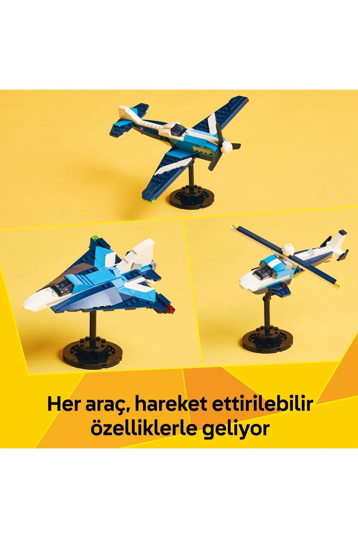® Creator 3’ü 1 Arada Uçak: Yarış Uçağı 31160 - 7+ Çocuklar için Yaratıcı Oyuncak Yapım Seti (178P)-Lego